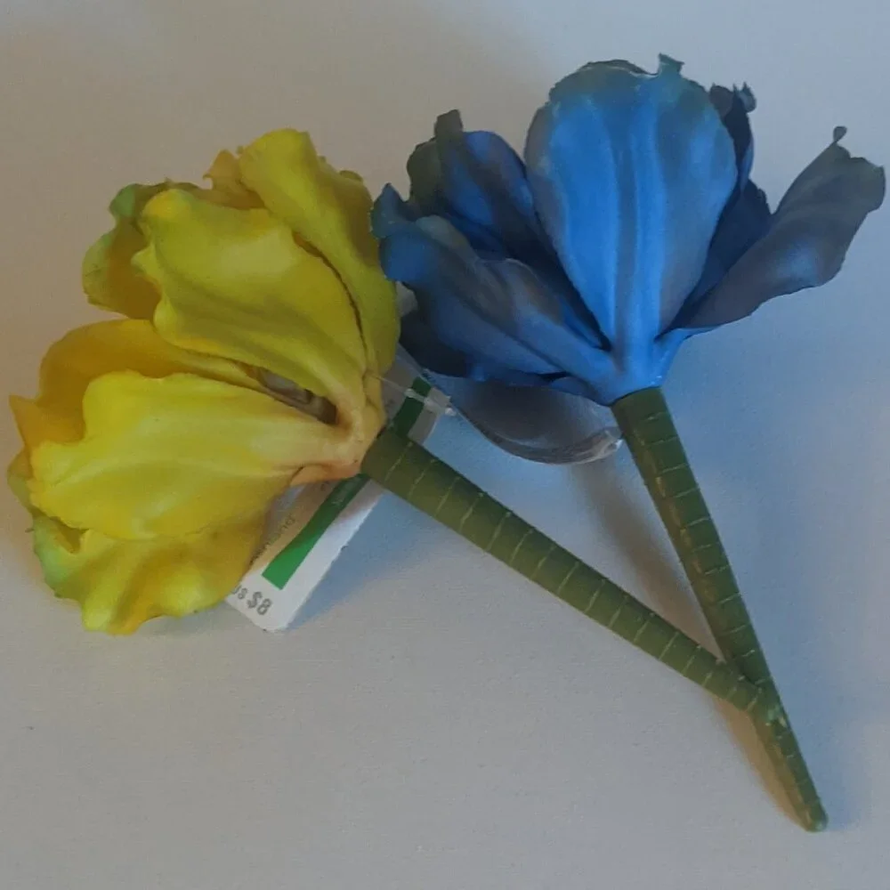 NWT Ashland 2 Blue Yellow Cabbage Succulent Stems Faux Floral Decor Michael's